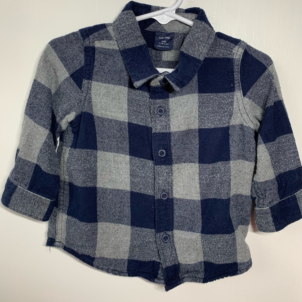 Baby Gap grey and navy flannel shirt